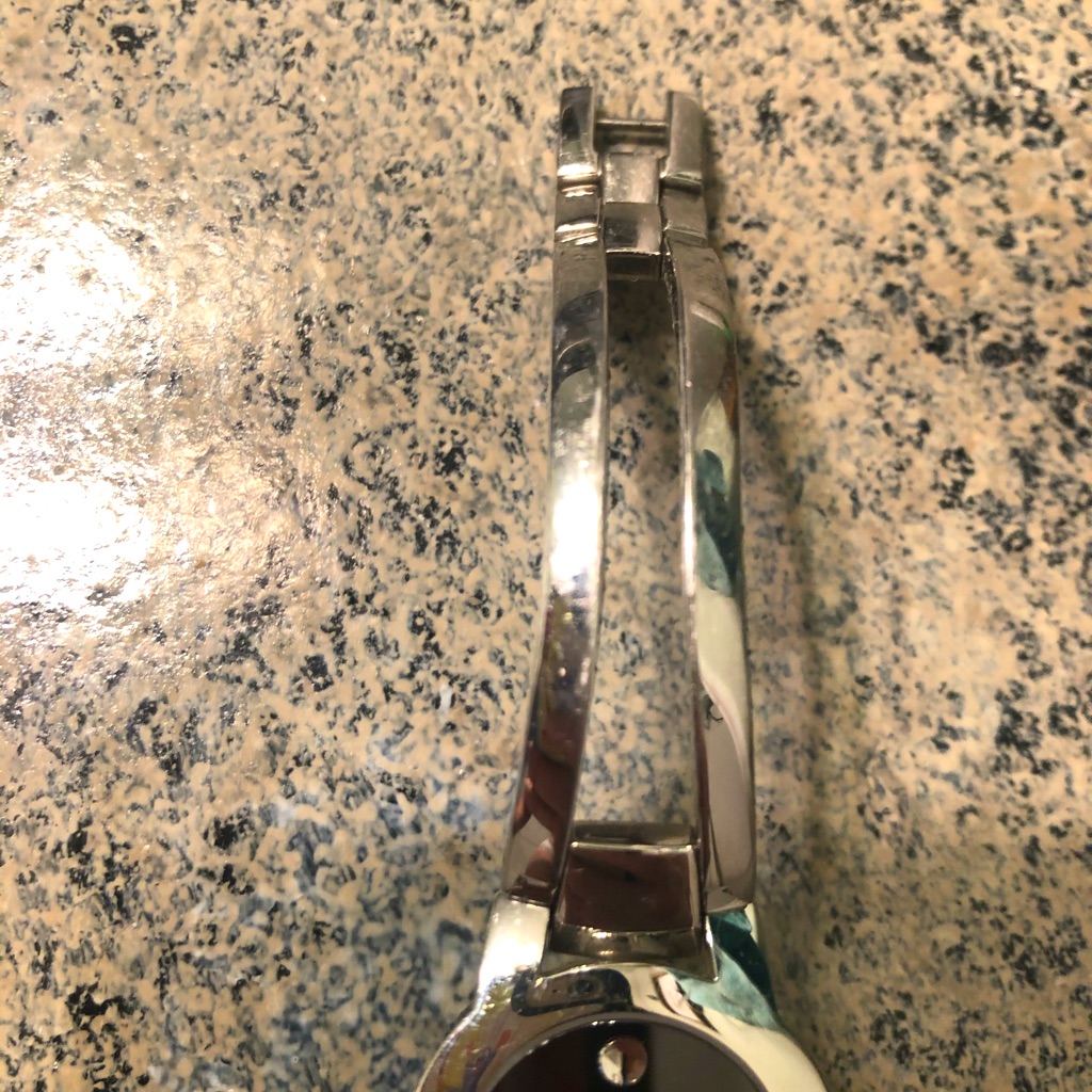 Ladies Movado Silver Bangle Watch With Black Face